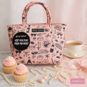 Betsey Johnson Pink Insulated Lunch Tote Food Print Thermal Cooler NWT